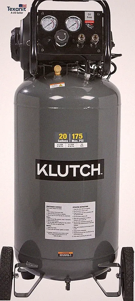 20-Gallon Air Compressor, 2 HP, 120 Volts, 175 PSI