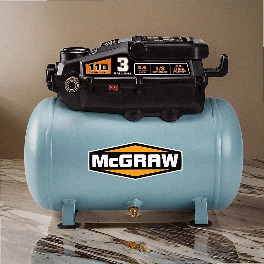 3 Gallon 110 PSI Oil-Free Portable Electric Hot Dog Air Compressor Tool