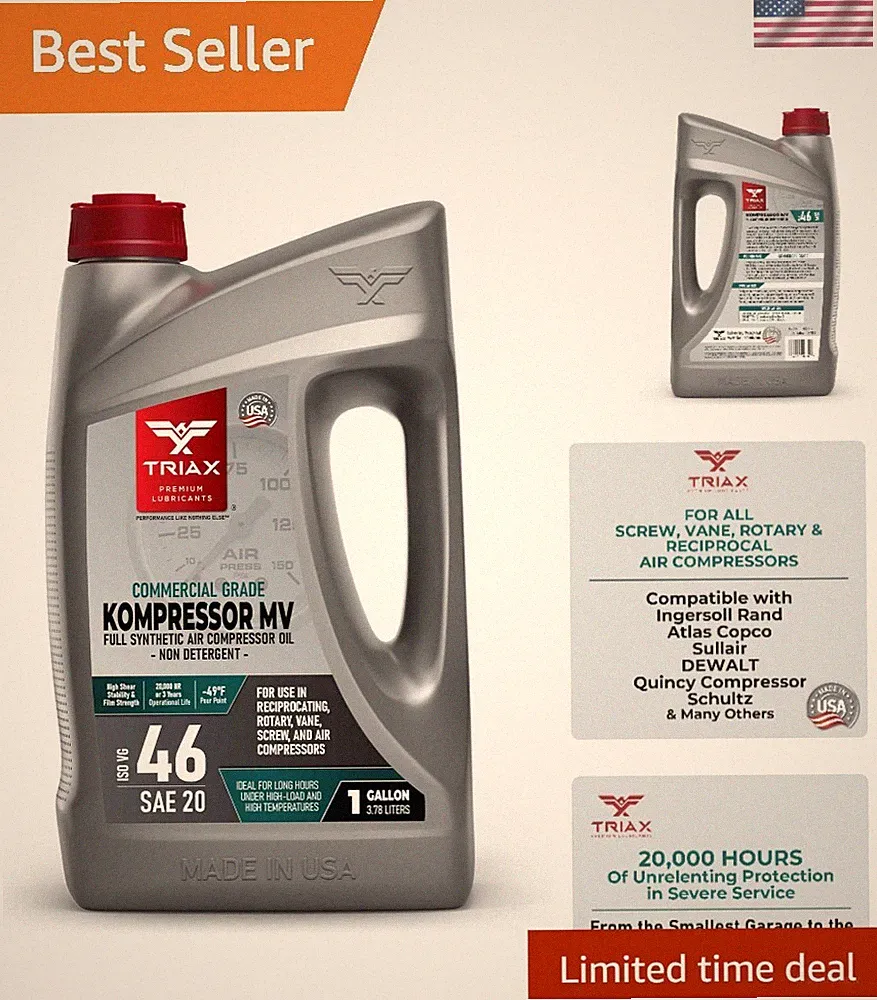 Commercial Grade Multi-Vis Air Compressor Oil | 46 SAE 20, 1 Gallon Jug