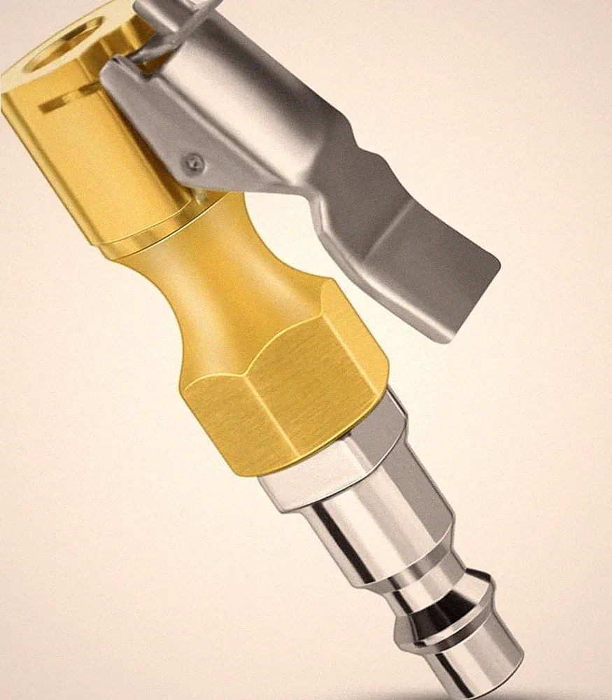 Heavy Duty Tire Inflator Compressor with Locking Brass Hose, Clip Closed Flow Lo
